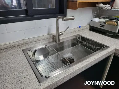 경산 사각싱크볼 교체 비용 안내 아티잔 EDU858로 냄새까지 잡은 주방 시공 후기 · 현장 사진